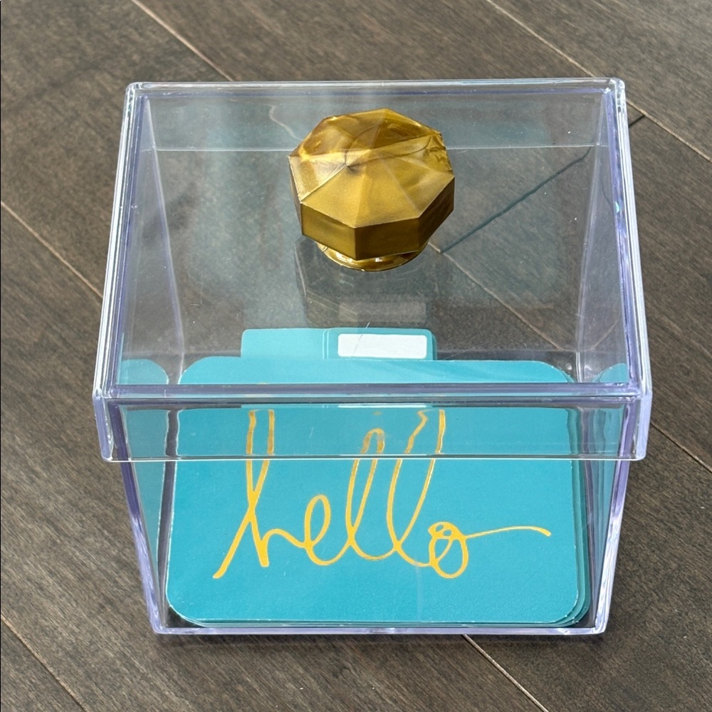 HEIDI SWAPP Photo Storage Box, Acrylic Case Gold Faceted Knob Turquoise Inserts